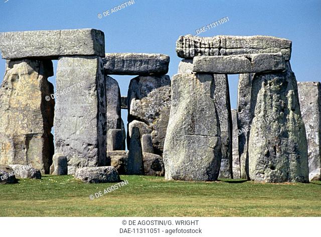 Megalithic monument of Stonehenge (UNESCO World Heritage List, 1986), Amesbury, Wiltshire, England, United Kingdom. Neolithic Era. Detail