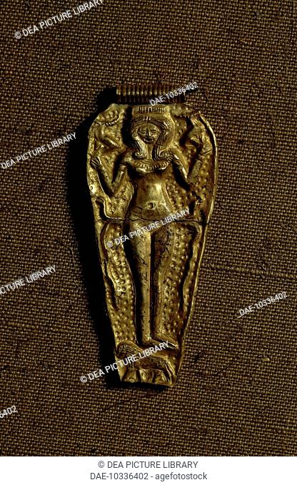 Embossed Gold Pendant Depicting Astarte Goddess Of Fertility