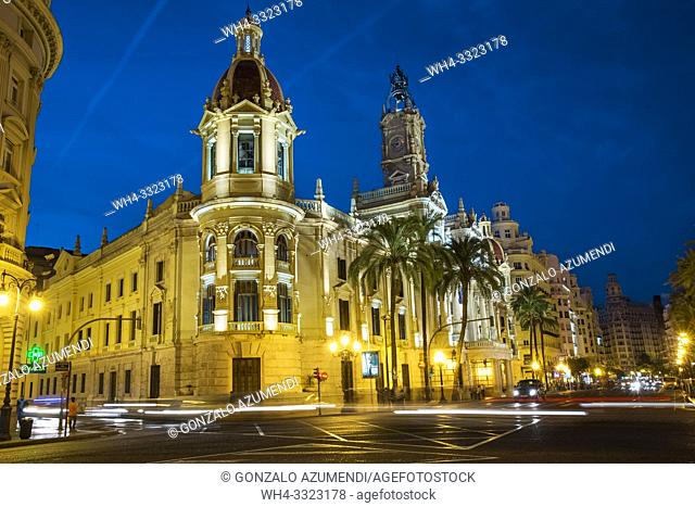 Town Hall Square. Valencia. Comunidad Valenciana. Spain