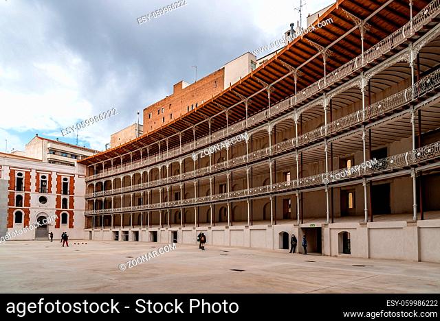 Madrid, Spain - May 1, 2021: The Beti Jai fronton in Madrid. It is a sport venue in Neo-Mudejar style, the last surviving 19th century Basque pelota fronton in...