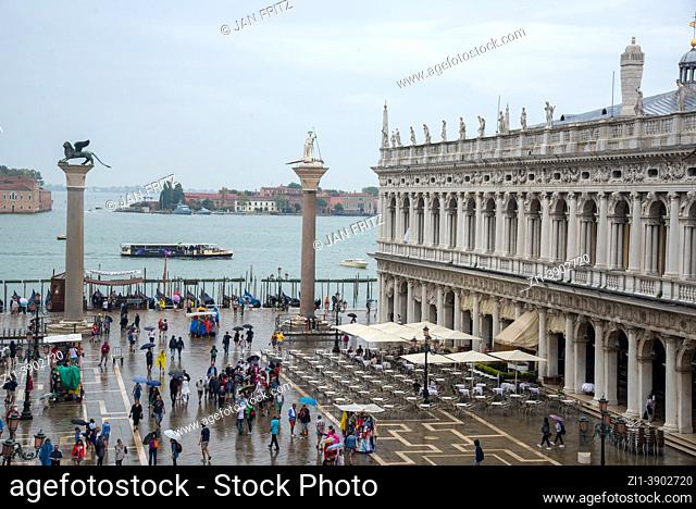 San Marco square in Venice on a rainy day, Italy