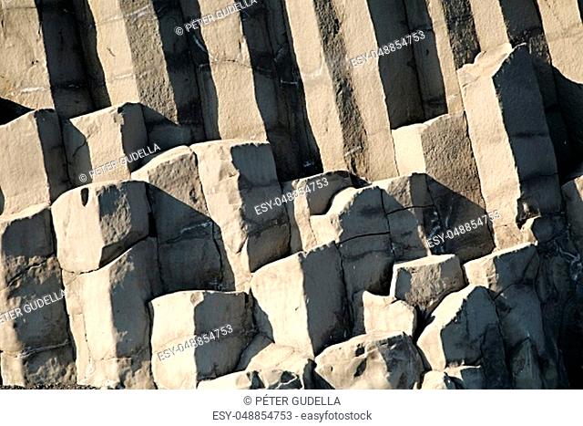 Famous basalt coulmns at the Black Sand Beach. Reynisdrangar, Reynisfjara