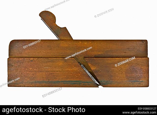 vintage moulding plane isolated over white background, clipping path