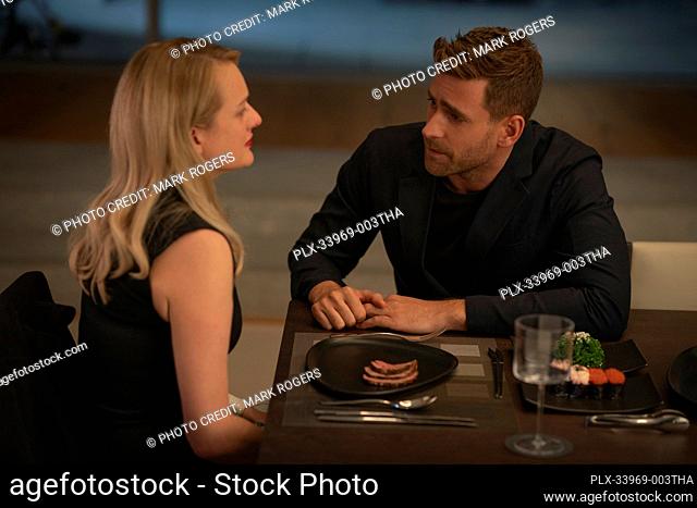 (from left) Cecilia Kass (Elisabeth Moss, back to camera) and Adrian Griffin (Oliver Jackson-Cohen) in ""The Invisible Man