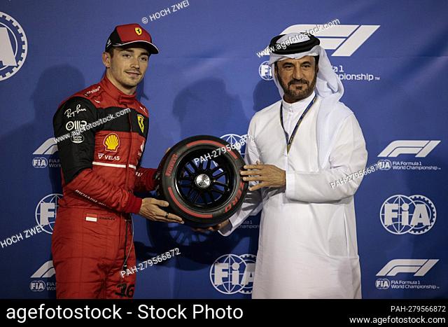 #16 Charles Leclerc (MCO, Scuderia Ferrari), Mohammed Ahmed bin Sulayem (UAE, FIA President), F1 Grand Prix of Bahrain at Bahrain International Circuit on March...