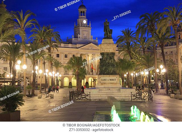 Spain, Andalusia, Cadiz, Plaza San Juan de Dios, City Hall, Ayuntamiento,
