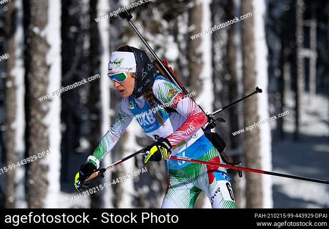 13 February 2021, Slovenia, Pokljuka: Biathlon: World Cup/World Championships, Sprint 7.5 km, women. Milena Todorova from Bulgaria in action