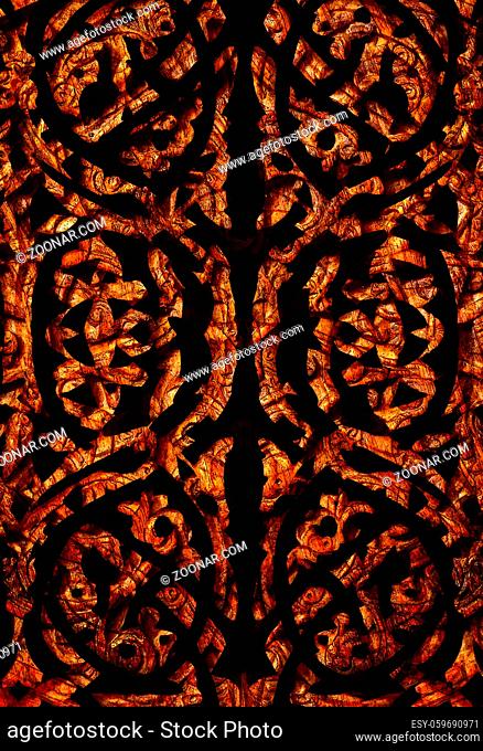 Abstract ornamental wooden lines. Wooden ornament collage