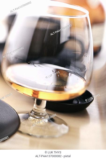 Glass of Cognac, close-up