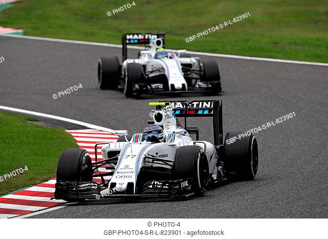 09.10.2016 - Race, Valtteri Bottas (FIN) Williams FW38 leads Felipe Massa (BRA) Williams FW38