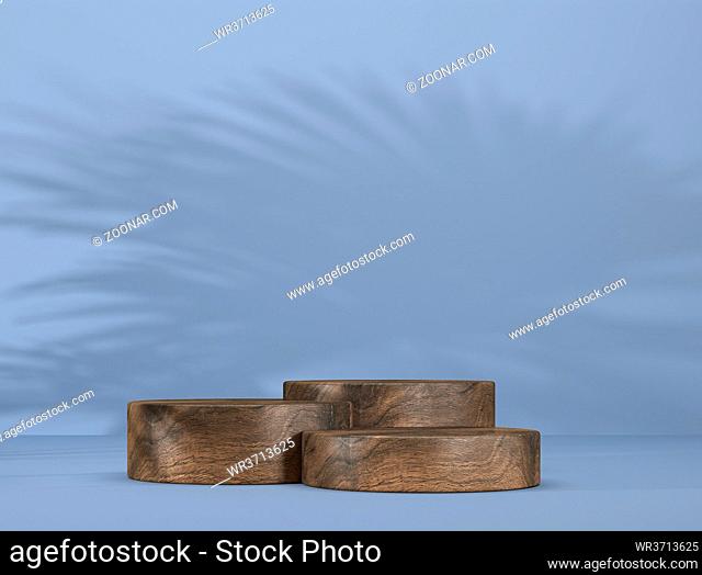abstract template as presentation stage with leaf shadow in front of background - 3D Illustration