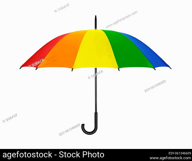 Open colorful umbrella isolated on white with clipping path