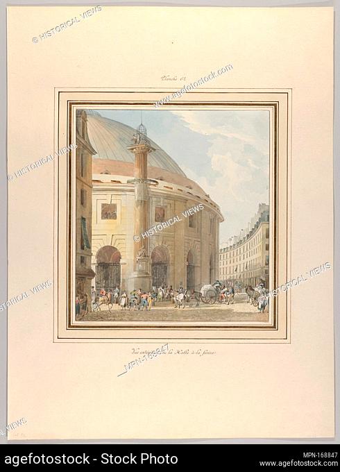 La Halle aux Blés, Exterior View. Artist: Pierre François Léonard Fontaine (French, Pontoise 1762-1853 Paris); Date: ca. 1810; Medium: Watercolor over graphite;...
