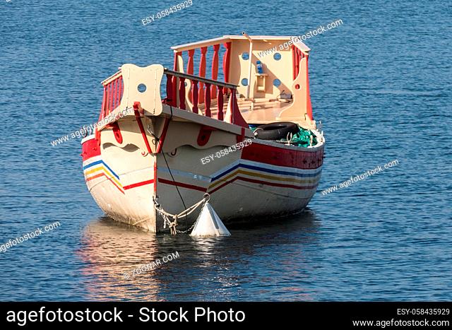 Traditional boat on Lake Maggiore Piedmont Italy