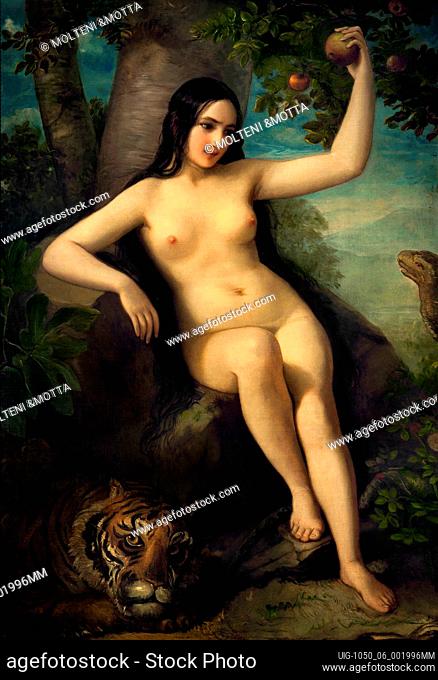 Art, Natale Schiavoni, 1777-1858, title of the work, Eve tempted by the snake, about 1844, oil painting on canvas, cm 150 x 101