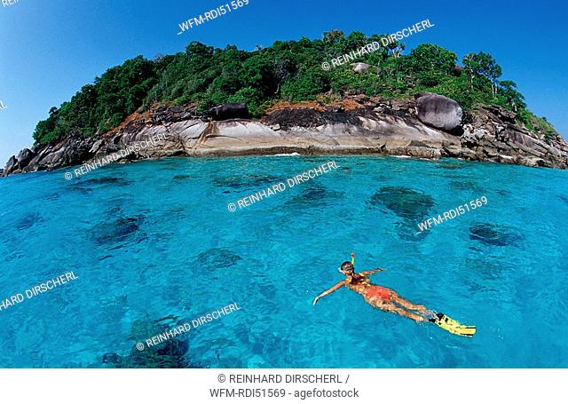 Snorkeling woman, Indian Ocean Phuket Similan Islands Andaman Sea, Thailand