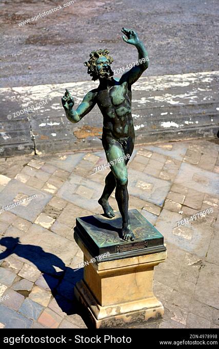 Italien, Italia, Pompei Bronze - Figur : Fonderia Sommer , Larco Vittorio. Napoli, scavi archeologici di Pompei