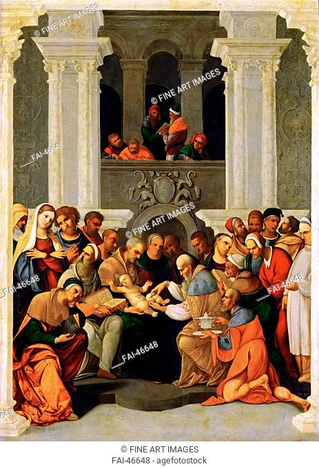 Die Beschneidung Christi by Mazzolino, Ludovico (1480-1528)/Oil on wood/Renaissance/1526/Italy, School of Ferrara/Art History Museum, Vienne/78, 5x56