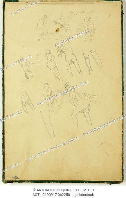 Thomas Cole, American, 1801-1848, (Untitled, figure studies), ca. 1832, graphite pencil on off-white wove paper, Sheet: 8 7/8 × 13 1/2 inches (22