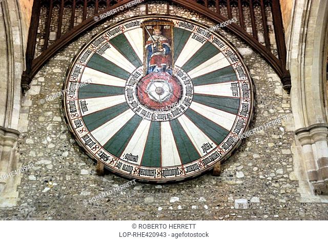 The Round Table in the Great Hall in Winchester. The table was once thought to be that as the mysterious table of the 'Once and Future King' Arthur