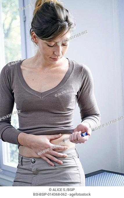woman injecting herself with insulin