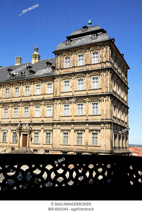 Neue Residenz, New Residence, previously the seat of the Bamberg Prince Bishops, today the sandstone complex houses the State Library and State Gallery, Bamberg