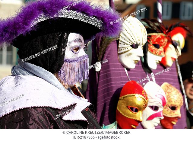 People wearing masks, Venice Hallia carnival, Schwaebisch Hall, Baden-Wuerttemberg, Germany, Europe