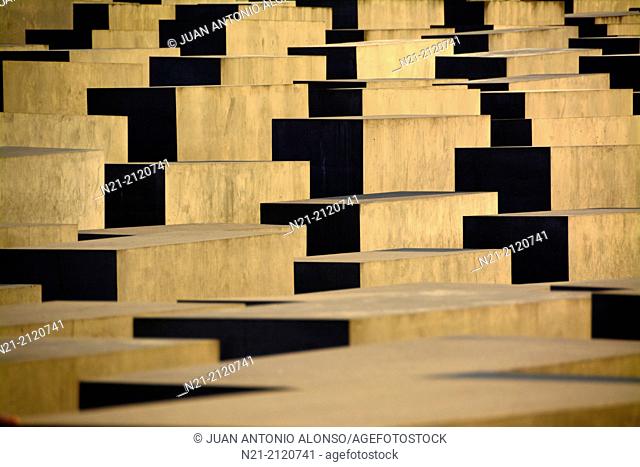 Peter Eisenman's Memorial to the Murdered Jews of Europe, also known as The Holocaust Memorial. Friedrichstadt neighborhood. Berlin, Germany, Europe
