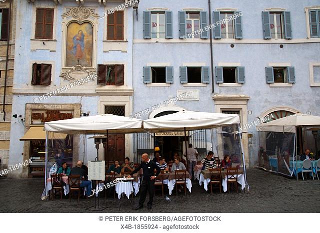 Restaurant terraces at Piazza della Rotonda square centro storico the old town Rome the Lazio region central Italy Europe