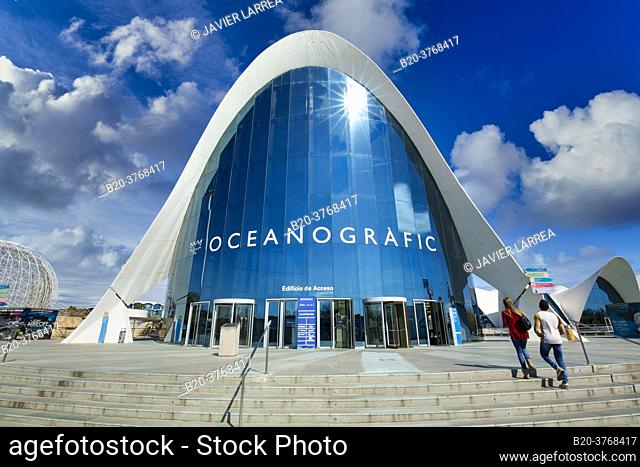 Oceanografic. CAC. Architect Santiago Calatrava, Ciudad de las Artes y de las Ciencias. City Of Arts and Sciences. Valencia. Comunidad Valenciana