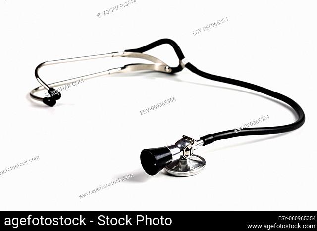 Black Stethoscope Close-up Isolated On White Background
