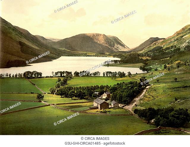 Buttermere and Crummock Water, Lake District, England, Photochrome Print, circa 1900