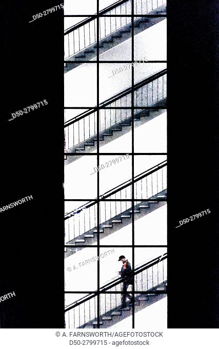 STOCKHOLM, SWEDEN Man descending staircase