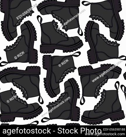 Color vector seamless pattern with black boots