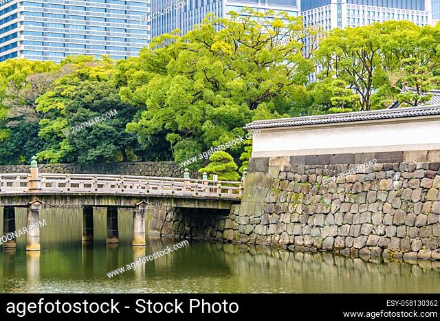 Imperial palace exterior wall landscape located at chiyoda district in tokyo city, japan
