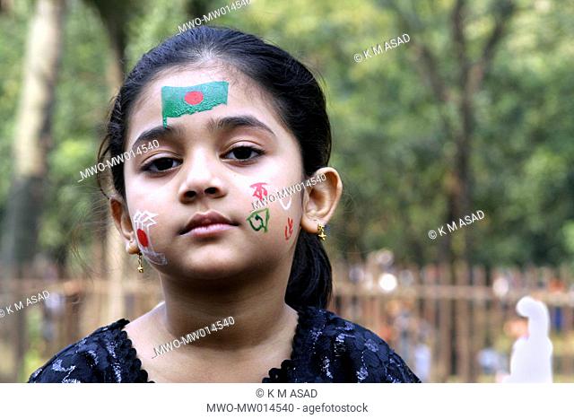 A girl had her face painted during Shaheed Dibosh and International Mother Language Day on 21st February, 2008 On February 21, 1952