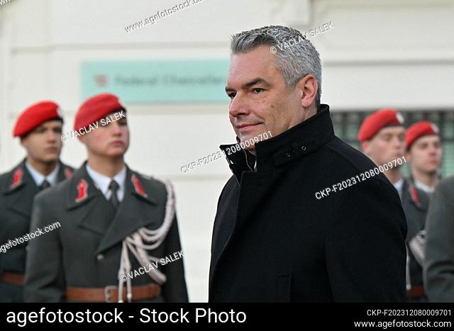 Czech Prime Minister Petr Fiala (not pictured) and Austrian Chancellor Karl Nehammer (pictured) hold talks, covering current migration situation in Europe