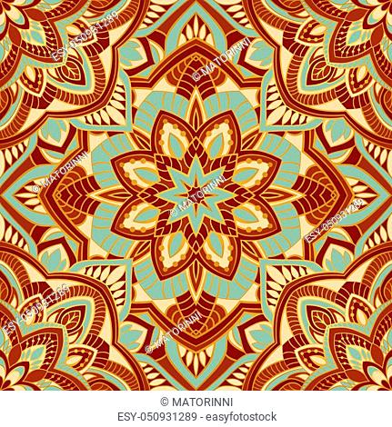 Colorful oriental ornament of mandalas. Template for the shawl, carpet, textile and other surfaces