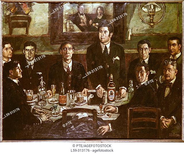 'La tertulia del Café Pombo', painting by Gutierrez Solana