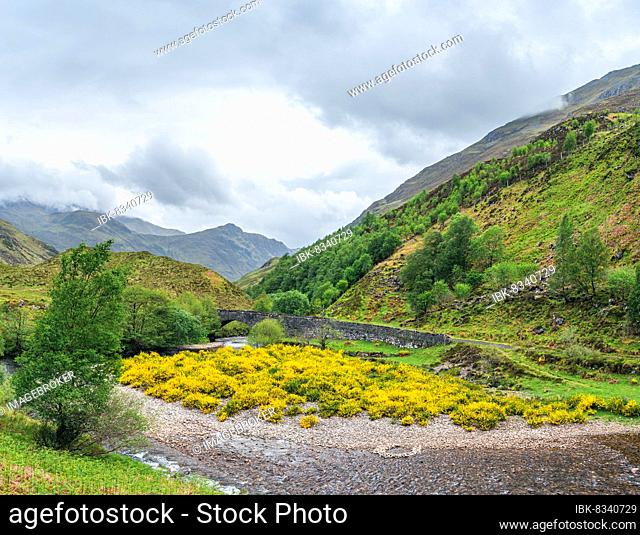 Mountains over road A87, NC500, Highland, Scotland, UK