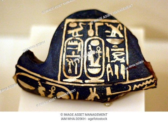 Fragment of vessel with cartouche of Amenhotep 111. New Kingdom, 18th Dynasty 1388-1351 BC Faience