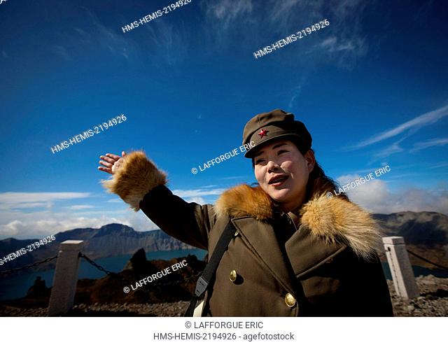 North Korea, Ryanggang, Mount Baekdu Samjiyon, Guide In Uniform At Mount Baekdu