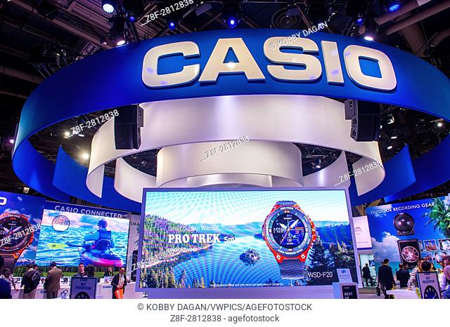 The Casio booth at the CES show held in Las Vegas , CES is the world's leading consumer-electronics show