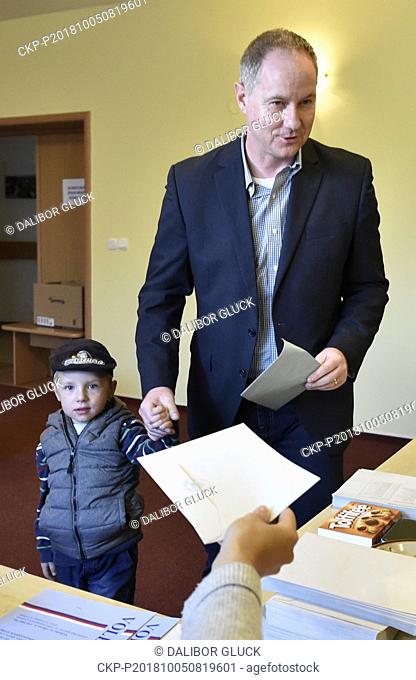 Petr Gazdik, Chairman of the Czech political party STAN - Starostove a nezavisli (Mayors and Independents) casts their ballot at a polling station during the...