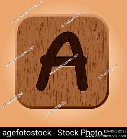 Hand drawn wooden letter A. Vector illustration EPS8