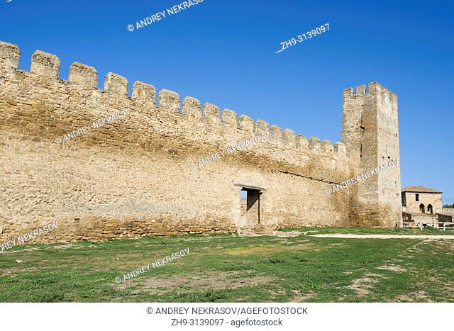 Unassailable defensive walls and tower of Fortress Akkerman (White Rock fortress). Belgorod-Dnestrovskiy, Odessa Oblast, Ukraine