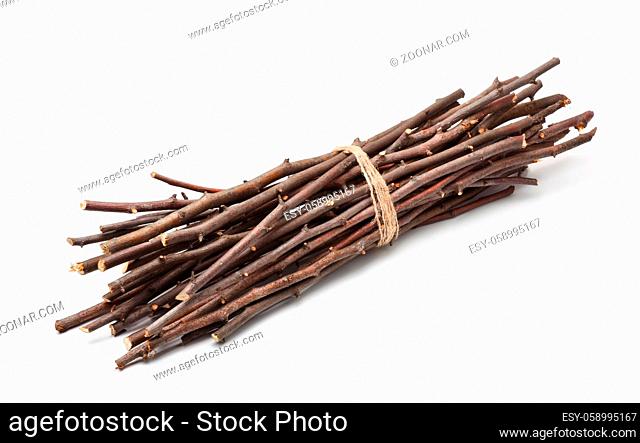 Bunch of of dry twigs isolated on white