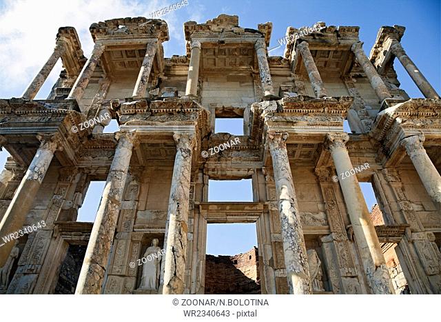 Celsus library in ancient town of Ephesus