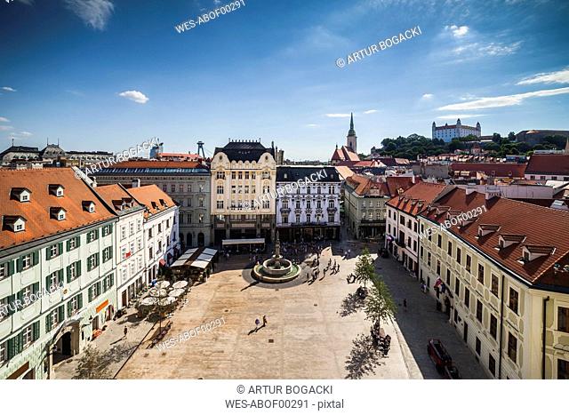 Slovakia, Bratislava, cityscape, Old Town, Main Square from above