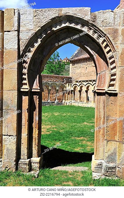 The Romanesque Monastery of San Juan de Duero, XIIth century, archs in the cloister. Soria, Spain